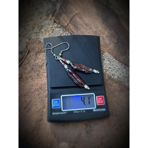 Hand Crafted Red Pearl Sticks Shell Jewelry Set - Picture 7 of 11